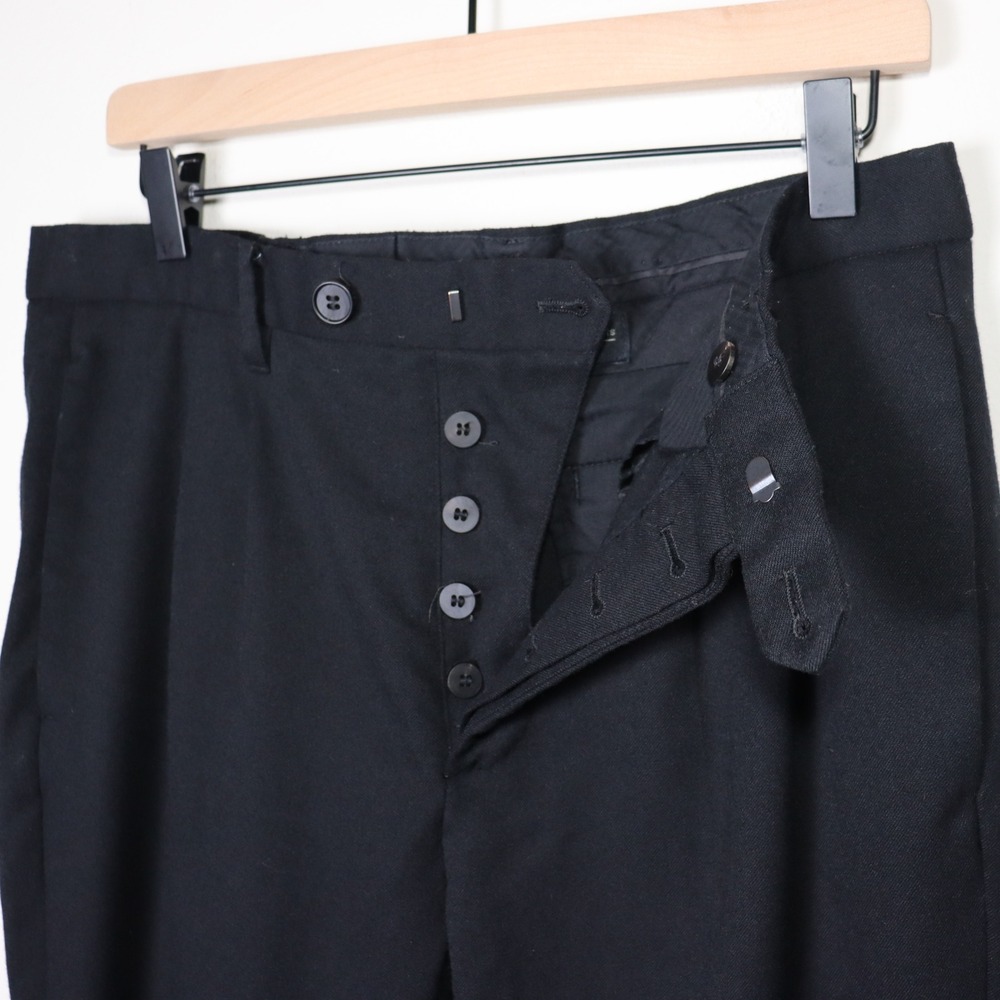 AllSaints Black Pleated Trousers Button Fly Straight Leg Pants Size 30 - Picture 2 of 4